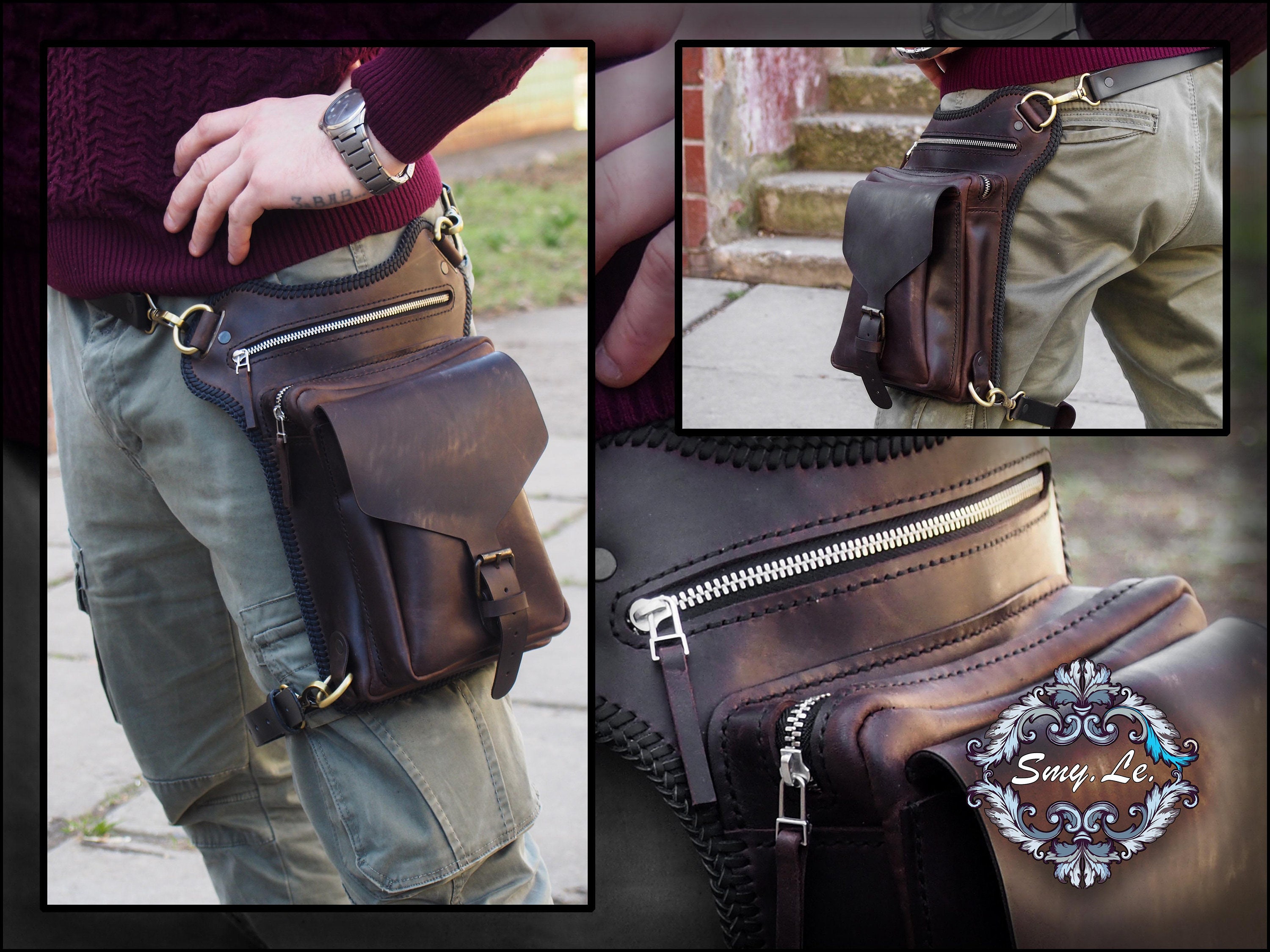 Leather Hip Bag Leather Bag With Leg Strap Doubles as Etsy