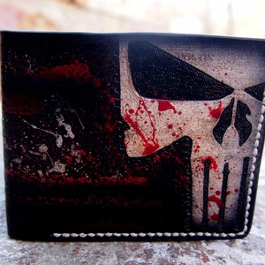 Ukraine Leder Punisher Totenkopf Fahrrad Herren Kette Portemonnaie, Personalisiertes Gothic Herren Portemonnaie Geschenk
