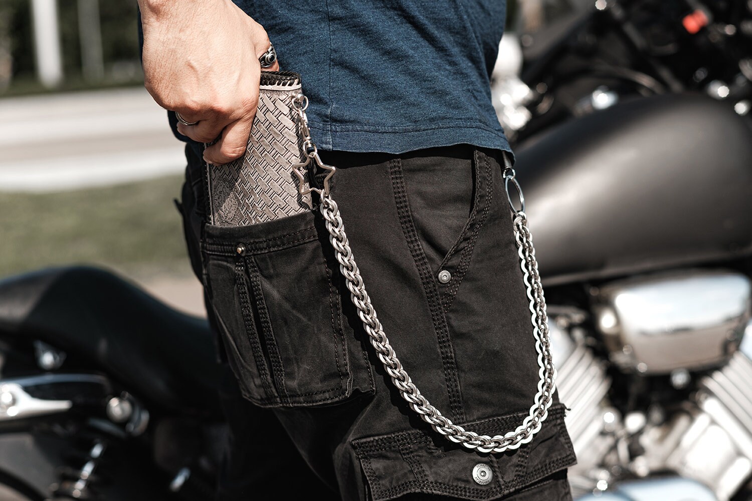 Ukraine Handmade Wallet Big Chain, Metal Biker Chain 
