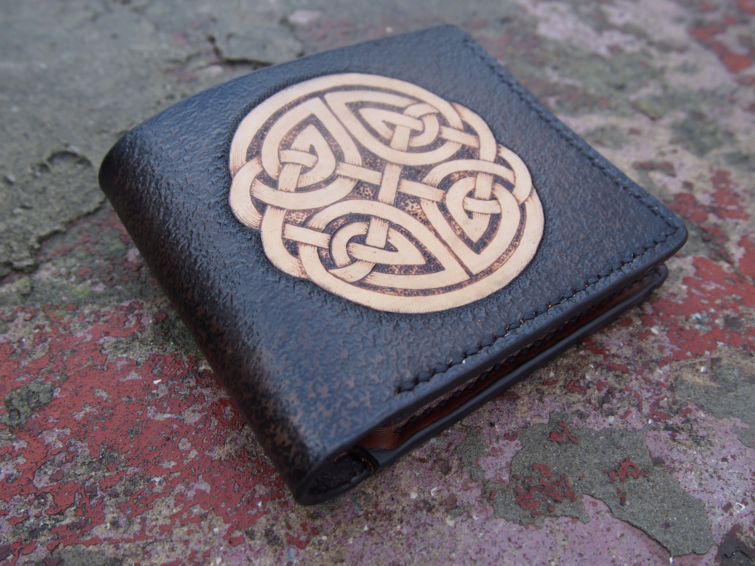 Leather Bifold Celtic Wallet Celtic Knot Viking Wallet Etsy