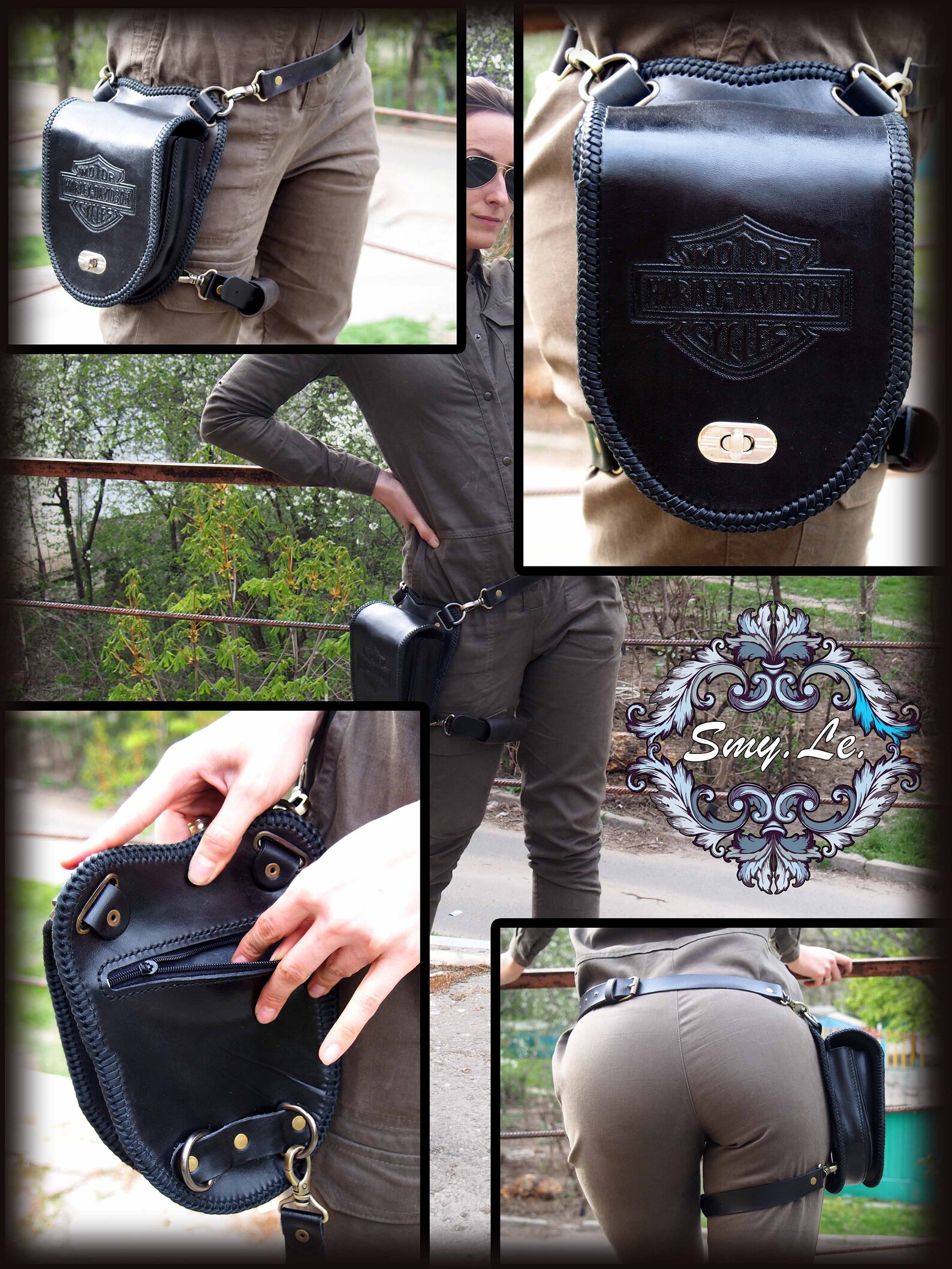 Leather Hip Bag With Leg Strap Holster Leg Bag Etsy