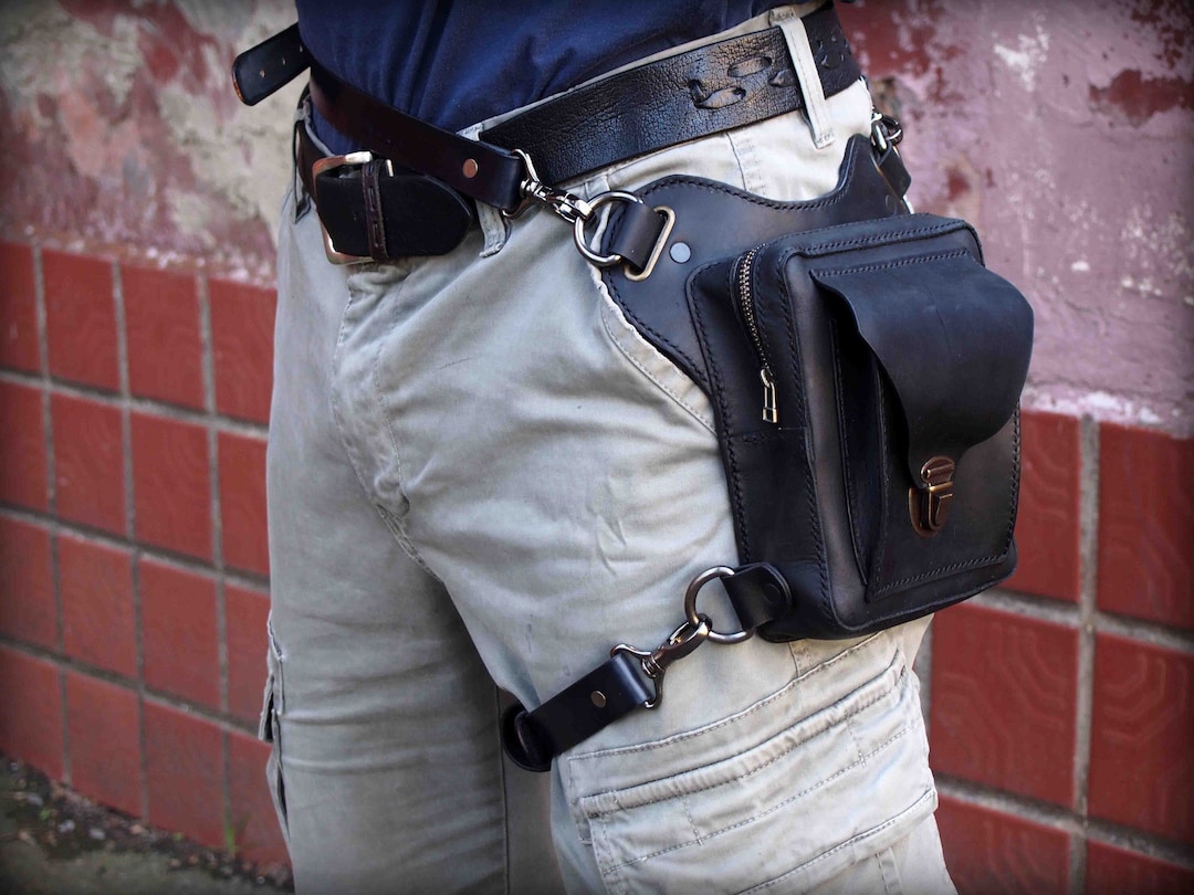 Petit sac de jambe en cuir pour homme, pochette de cuisse, sac banane