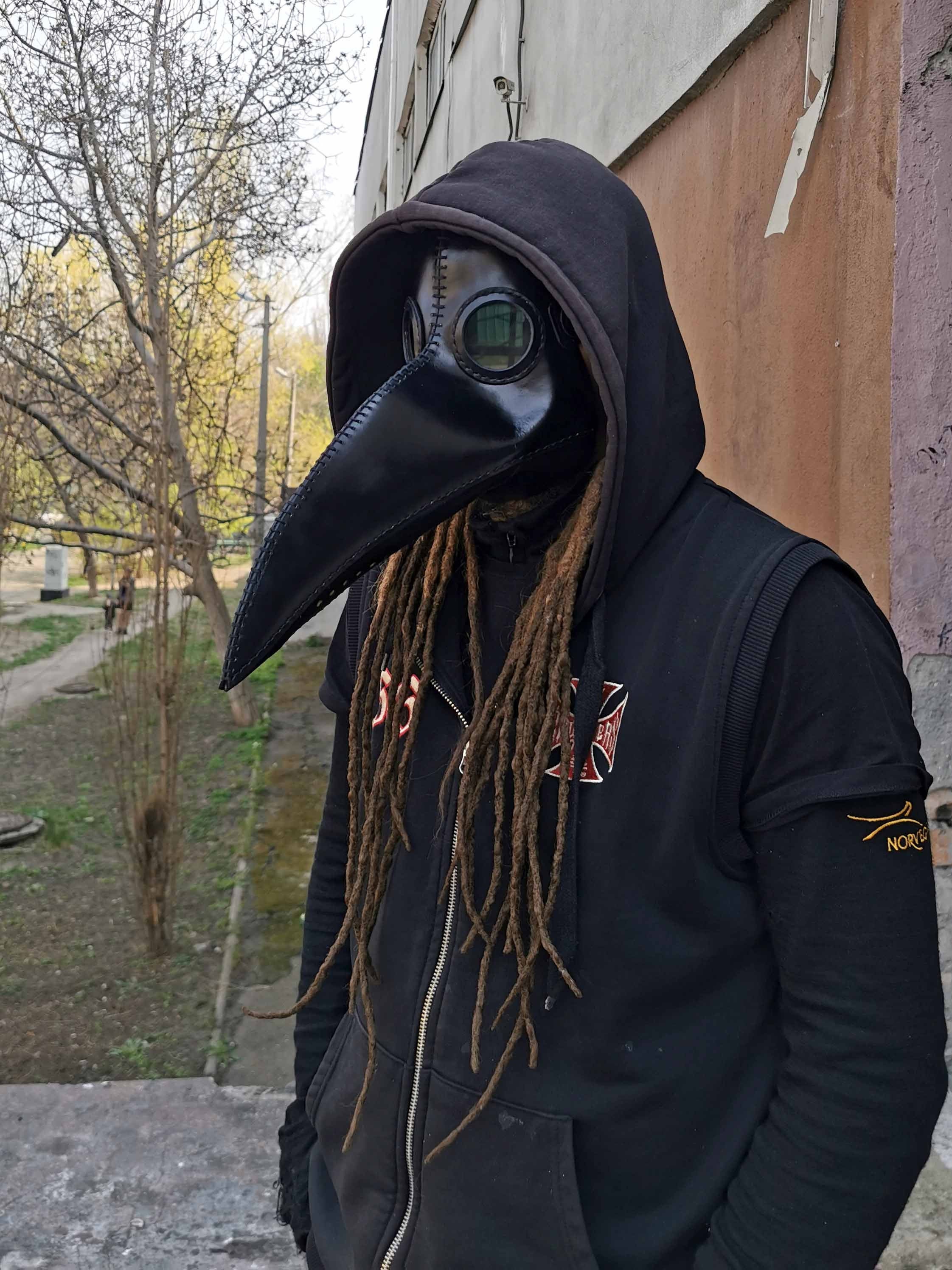 Leather Handmade Deathmoth Plague Doctor Face Mask, Steampunk Cosplay Masquerade Gothic Halloween Costume