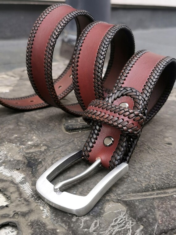 Handmade Braided Leather Belt for Men – Heavy Duty Western  display picture 1