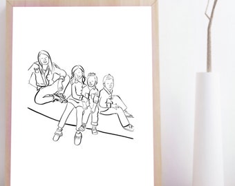 Line Portrait Drawing Illustration Digital Print Pdf Etsy