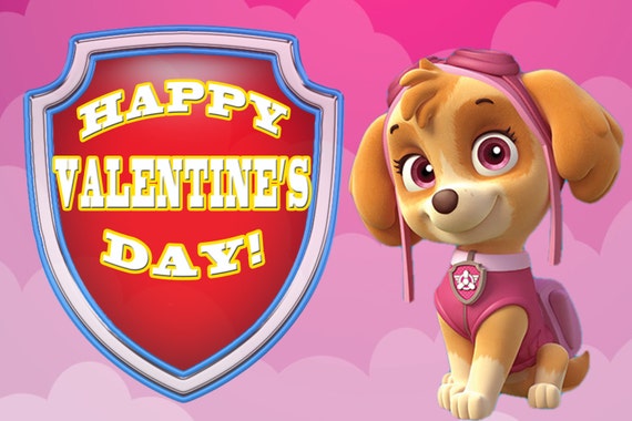 Skye Paw Patrol 4x6 Printable Valentine's Day Card | Etsy