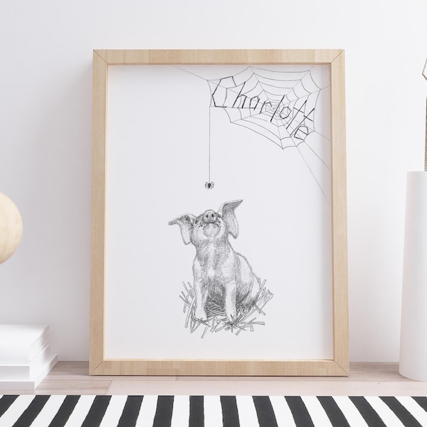 Charlotte’s Web art sketch Wilbur the pig pencil drawing Children’s book art