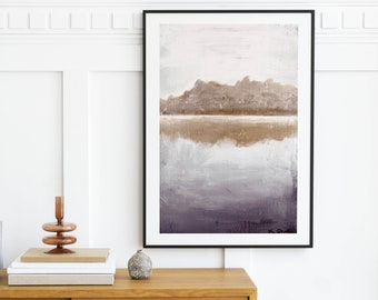 Abstract Shoreline Art Print: Neutral Coastal Painting
