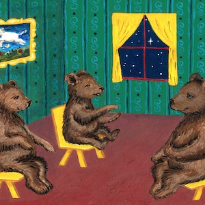 11 x 14 digital download of goodnight moon inspired print of three little bears