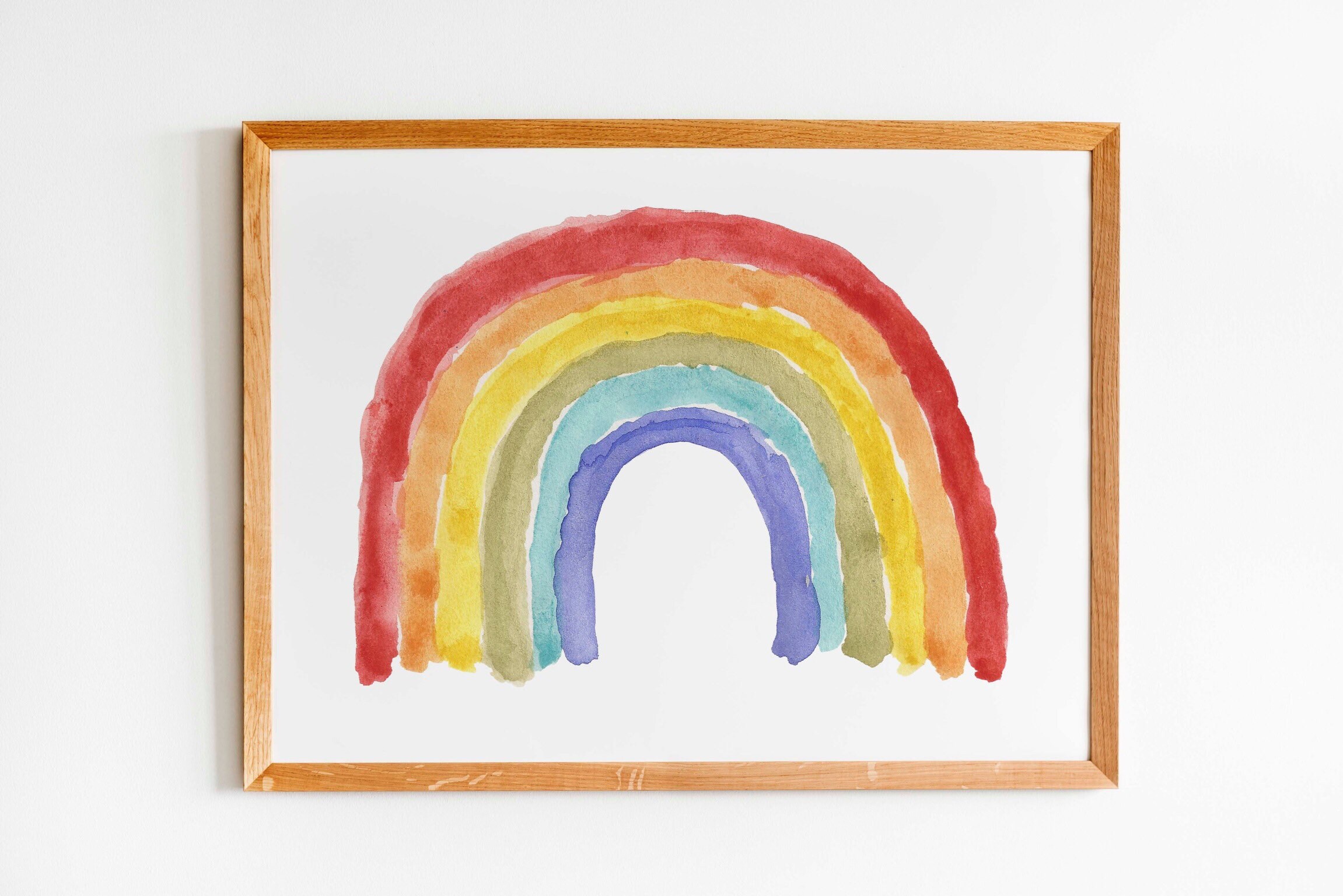 虹色の水彩画の保育園アートプリント：ボヘミアン風の壁飾り - Etsy 日本