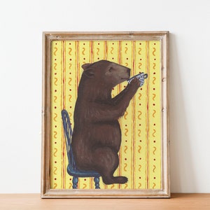 Bear Tea Party Art Print: Woodland Nursery Decor