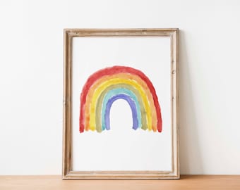 Rainbow Watercolor Nursery Art Print: Boho Wall Decor