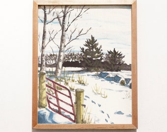 Snowy Field Watercolor Art Print: Winter Landscape Painting