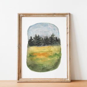 Watercolor landscape fine art print water drop painting abstract landscape wall art