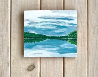 St. Croix River Painting: Original Lakeshore Art on Reclaimed Wood