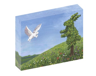 Runaway Bunny Canvas Print: Flying Baby Bunny, Mother Tree Nursery Art