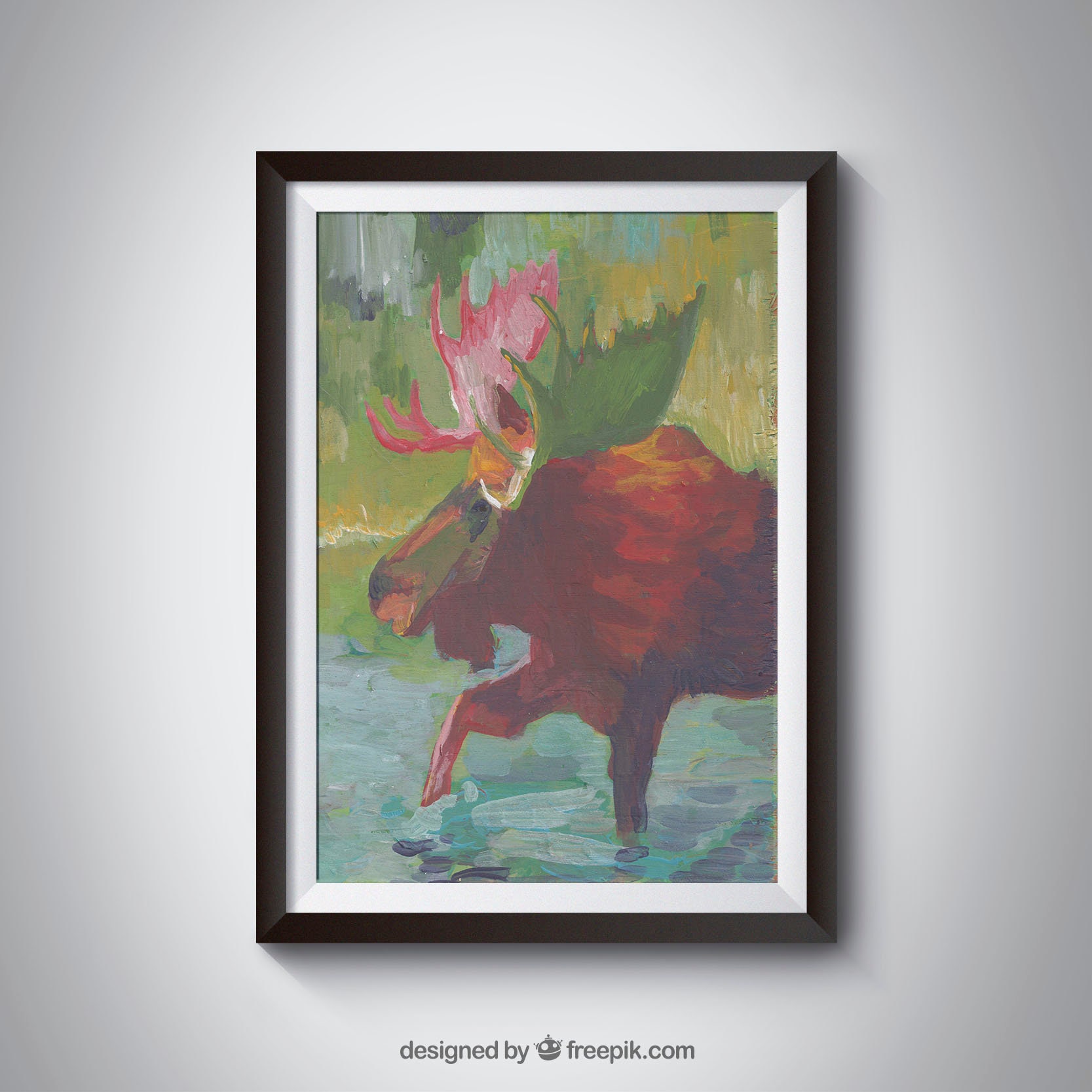 Abstract Moose Art Print: Colorful Cabin Decor - Etsy