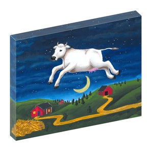Goodnight Moon canvas print cow jumping over the moon book themed nursery art