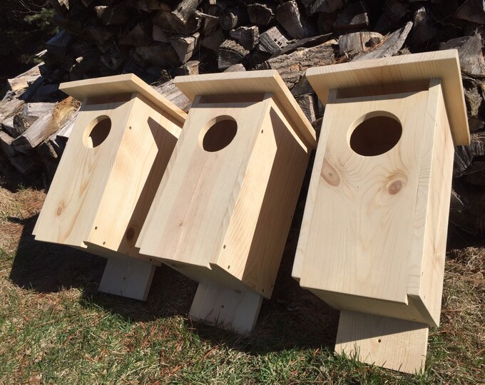 Wood Duck House Nesting Box 3 Pack Assembled Durable Wooden Etsy