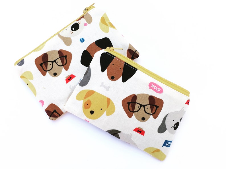 Dog Zipper Wallet Money Pouch Little Zipper Pouch vegan card wallet Card Holder Headphone holder Dog Coin Purse Womans Wallet dogs