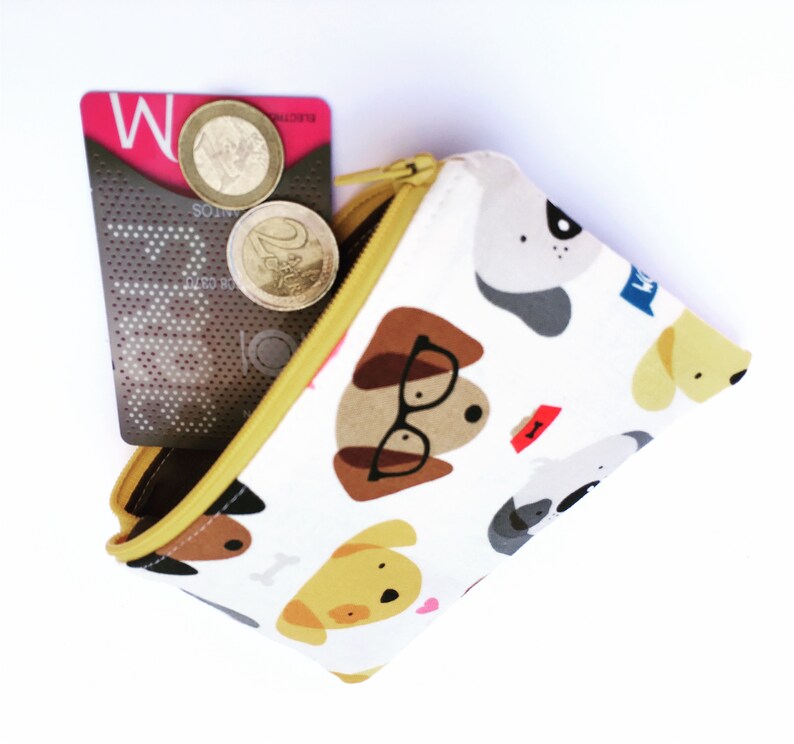 Dog Zipper Wallet Money Pouch Little Zipper Pouch vegan card wallet Card Holder Headphone holder Dog Coin Purse Womans Wallet dogs