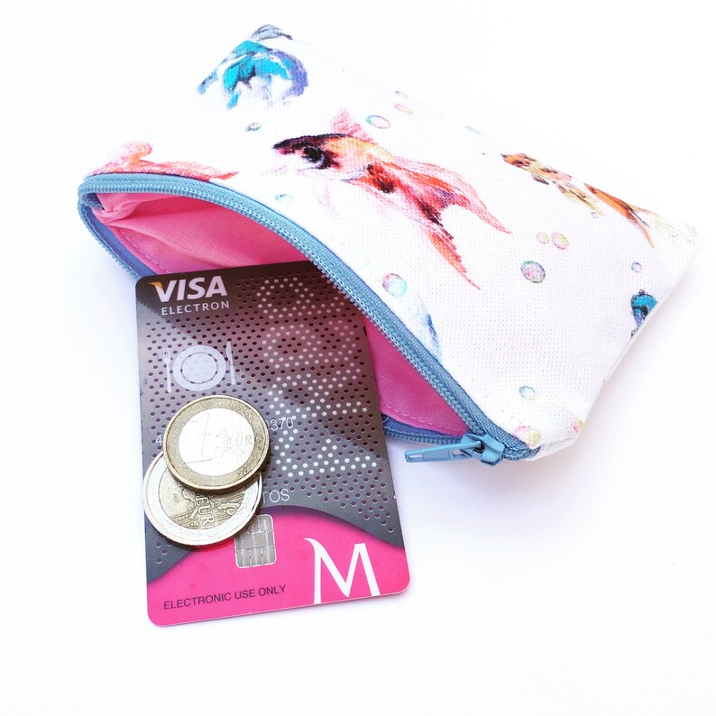 earbud holder Money Pouch Small Travel Wallet Little Zipper Pouch Card Wallet Fish coin purse Zipper Coin Wallet