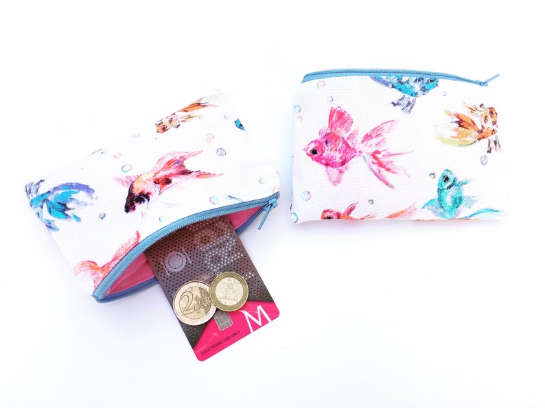earbud holder Money Pouch Small Travel Wallet Little Zipper Pouch Card Wallet Fish coin purse Zipper Coin Wallet