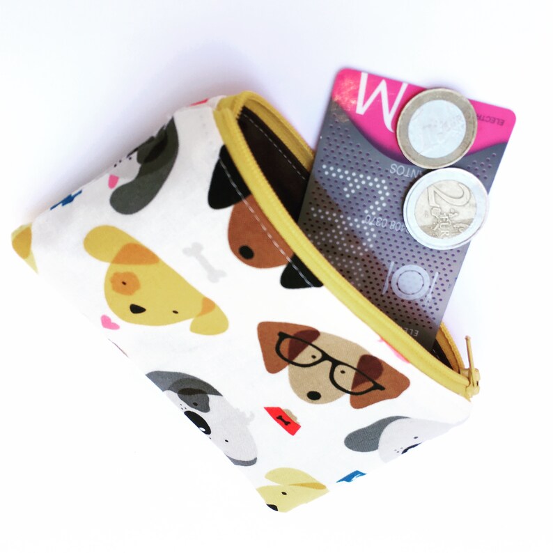 Dog Zipper Wallet Money Pouch Little Zipper Pouch vegan card wallet Card Holder Headphone holder Dog Coin Purse Womans Wallet dogs