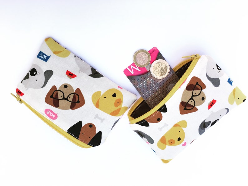 Dog Zipper Wallet Money Pouch Little Zipper Pouch vegan card wallet Card Holder Headphone holder Dog Coin Purse Womans Wallet dogs