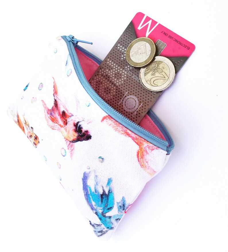 earbud holder Money Pouch Small Travel Wallet Little Zipper Pouch Card Wallet Fish coin purse Zipper Coin Wallet