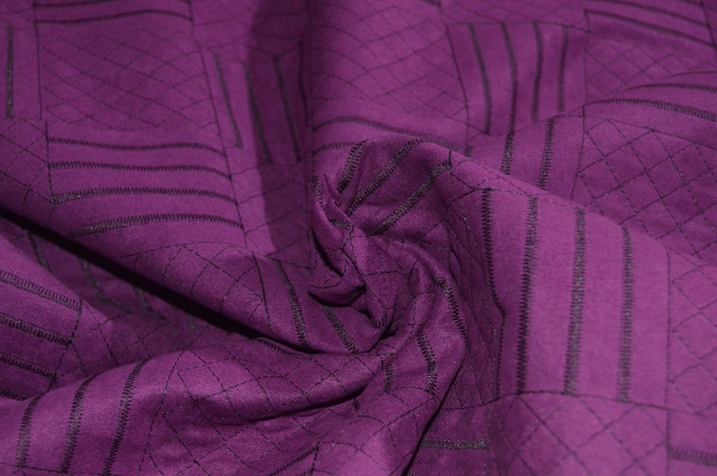 Purple Quilted Faux Suede fabric 58 Wide