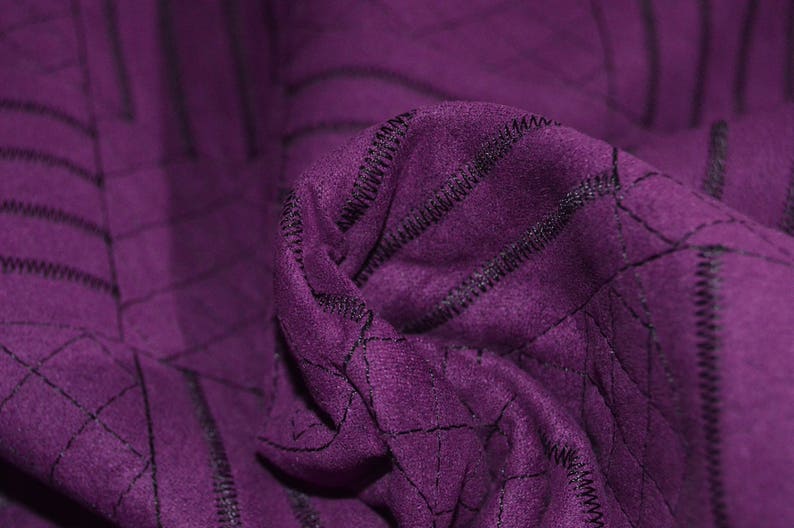Purple Quilted Faux Suede fabric 58 Wide