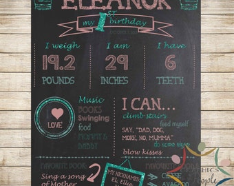 Baby's 1st "Year in Review" - Chalkboard or Barnboard Background & Birthday Theme. DIY Printable and Personalized