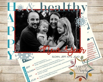 COVID-thema Jaaroverzicht Infographic Card - Solide of krijtbordachtergrond. DIY afdrukbare en gepersonaliseerde aangepaste vakantiekaart