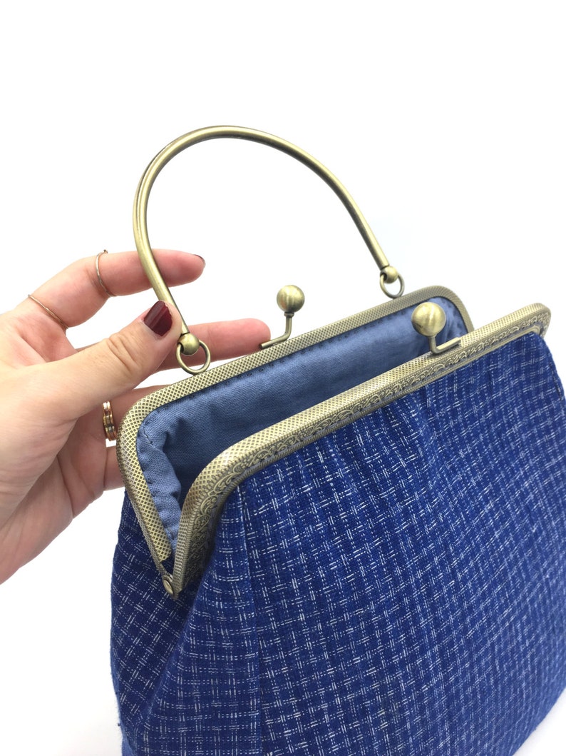 Chinese Vintage Clutch Bag Clutch Purse Plaid Clutch Blue Etsy