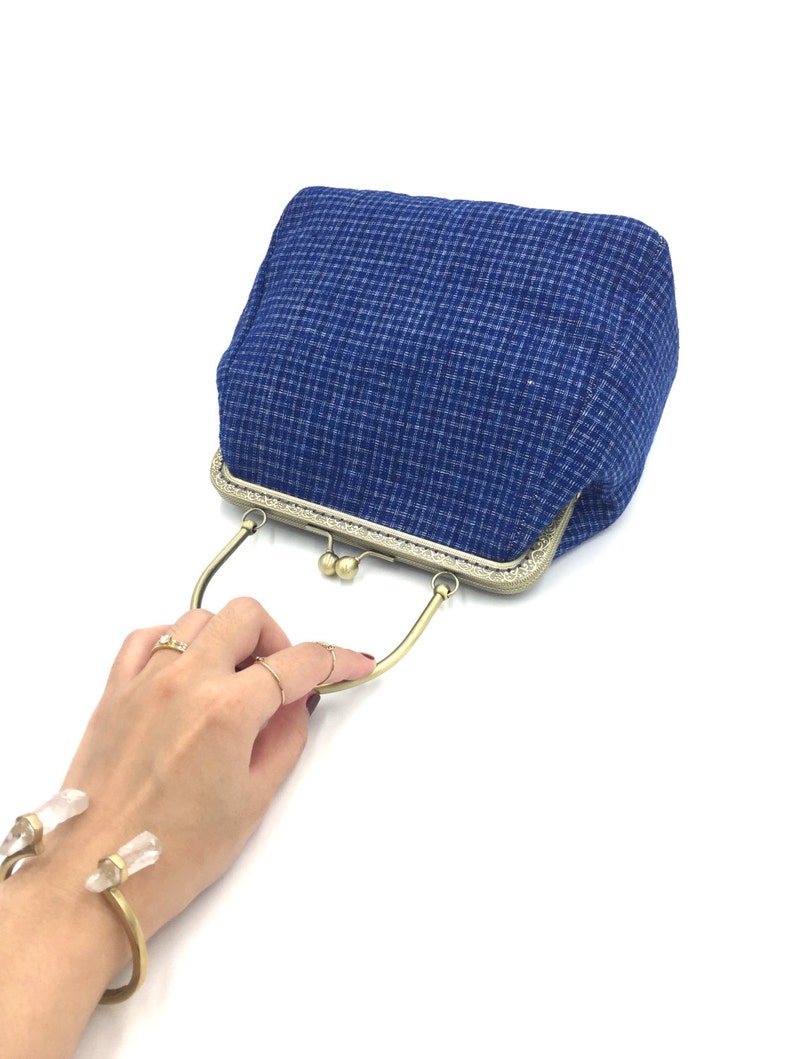 Chinese Vintage Clutch Bag Clutch Purse Plaid Clutch Blue Etsy