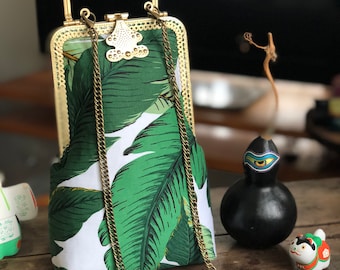 Chinese vintage clutch bag, vintage clutch bag, green clutch, banana leaves clutch, clutch purse, handbag, shoulder bag, handcrafted