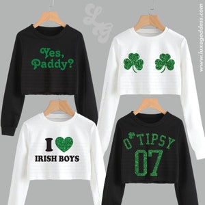 St patrick's day crop hoodie online