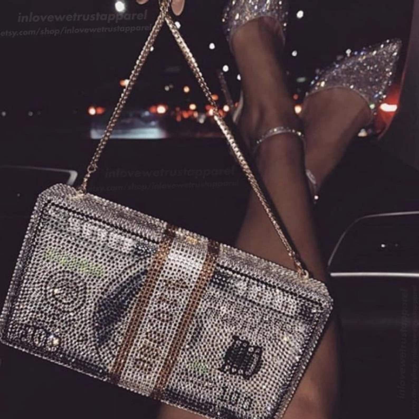 10K Rhinestone Clutch Bag Money Bag Crystal Purse Etsy