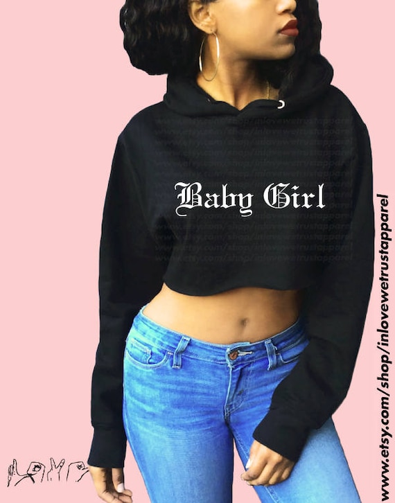 BABY GIRL Crop Hoodie Etsy