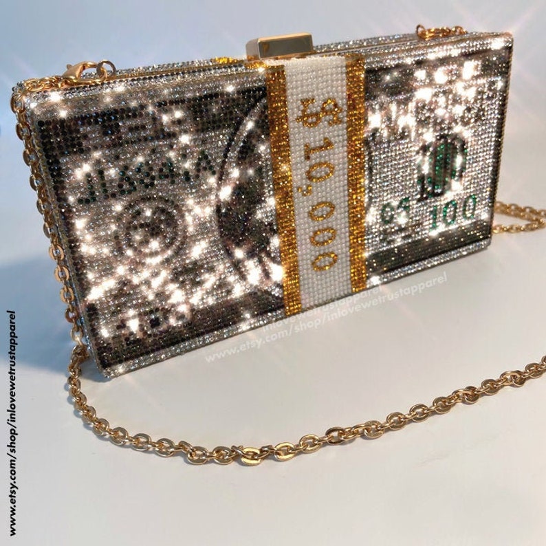 10K Rhinestone Clutch Bag Money Bag Crystal Purse Etsy
