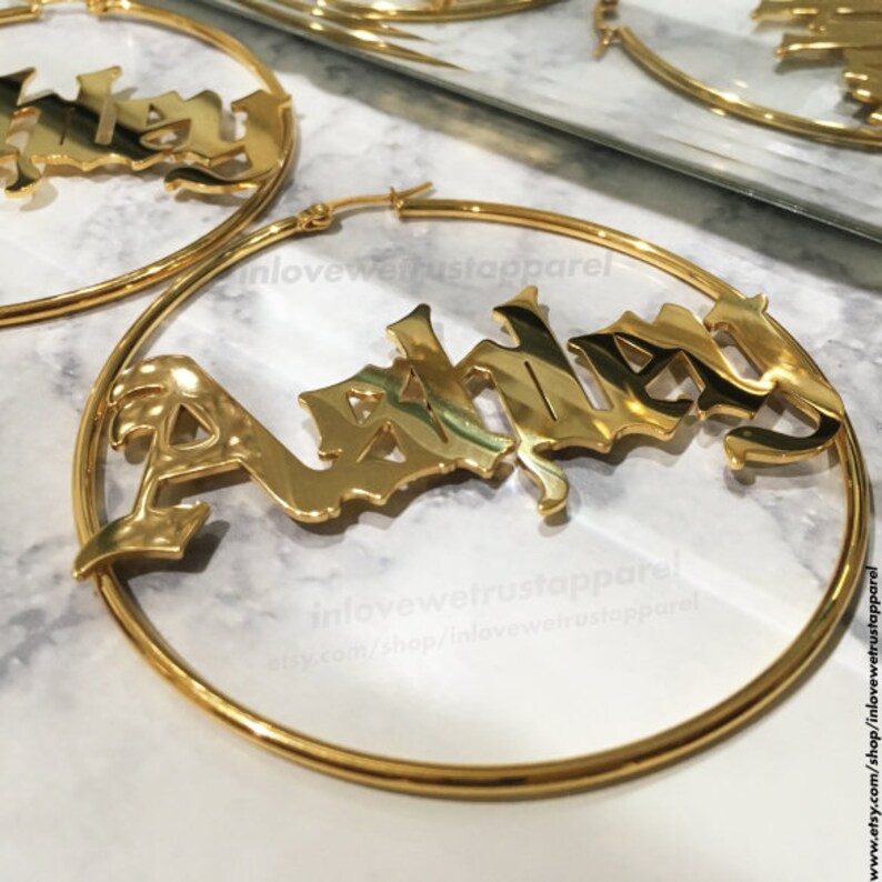 Name Hoop Earrings