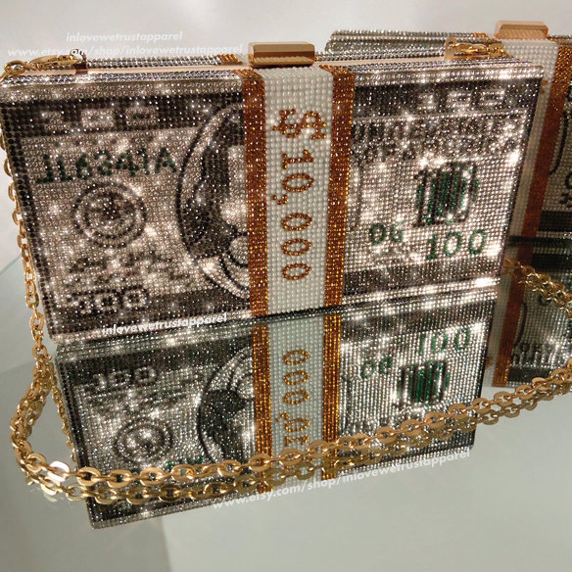 10K Rhinestone Clutch Bag Money Bag Crystal Purse Etsy