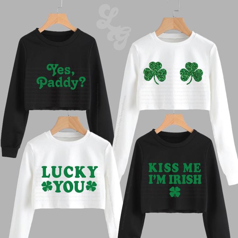 St. Patricks Day Crop Hoodie , Shamrocks Cropped Hoodie, St. Patricks Day  Shirt , Shamrock Shirt - Etsy