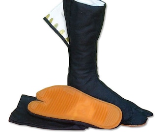 Traditional Japanese Tabi Boots Jikatabi Black - Long