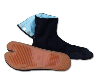 Indigo Navy Blue Traditional Japanese Tabi Boots Jikatabi - Short