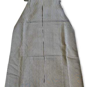 HAKAMA: KOJIRO - Questo hakama è uno stile &quot;andon 行灯&quot; non diviso con gessati blu navy e kaki in grigio chiaro, vintage giapponese