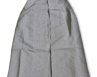 Hakama - Non divided ‘andon 行灯’ skirt style with charcoal grey, dark navy blue and light grey pinstripes vintage Japanese clothing