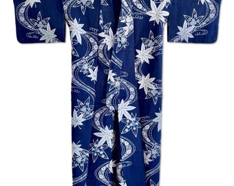 Moon River - Women’s vintage Japanese dark navy blue indigo hand-stitched yukata cotton kimono