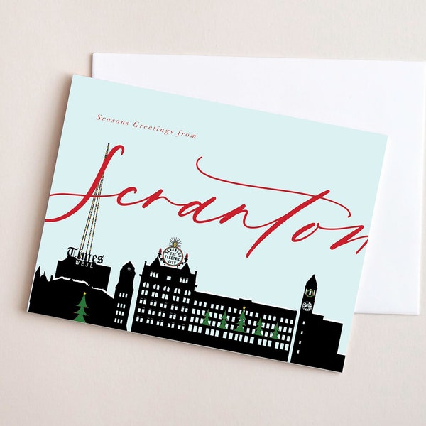 Scranton Skyline Seasons Greetings Card | NEPA Card | Scranton Card